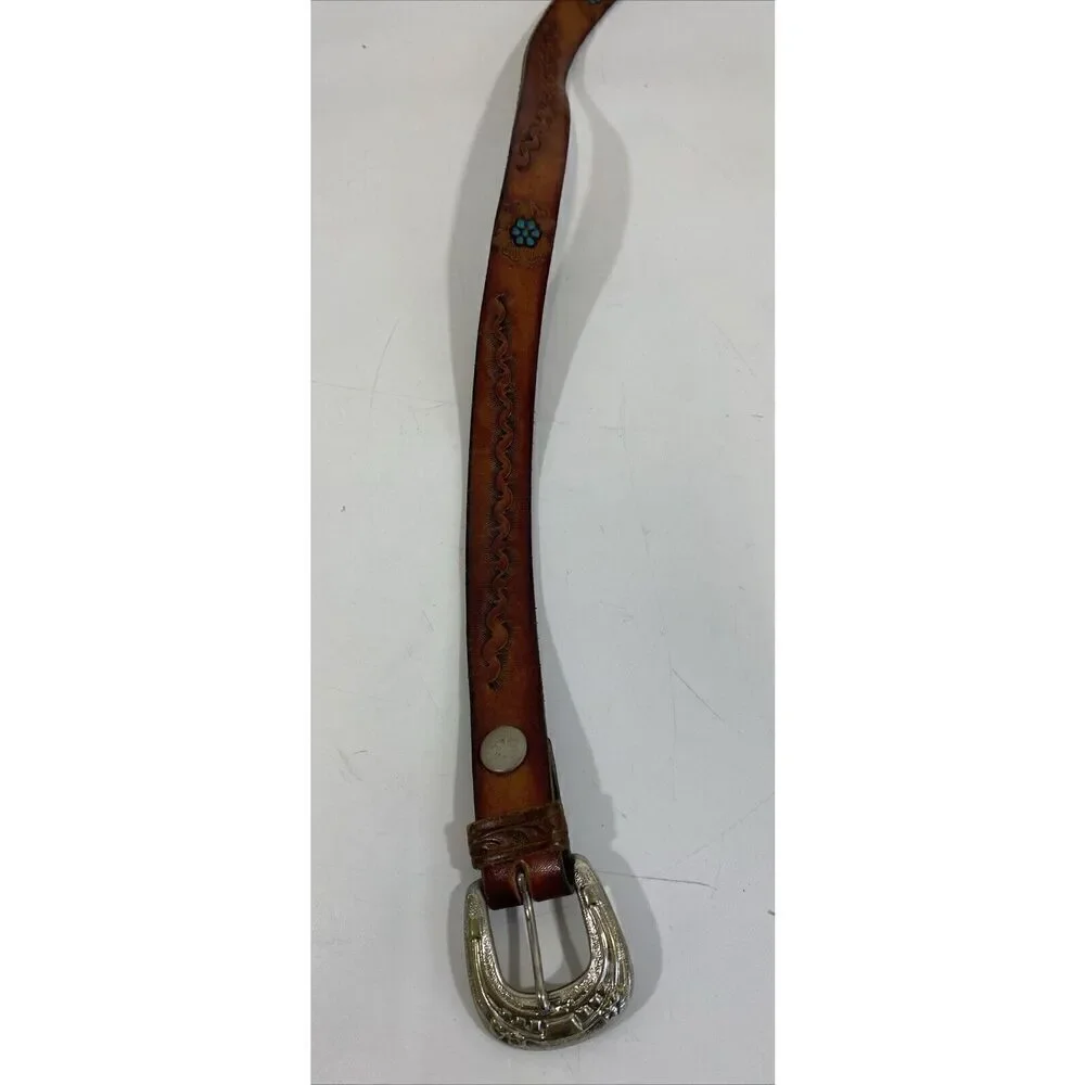 Vintage Hand Tooled Leather Southwestern‎ Belt “Fred” Size 44